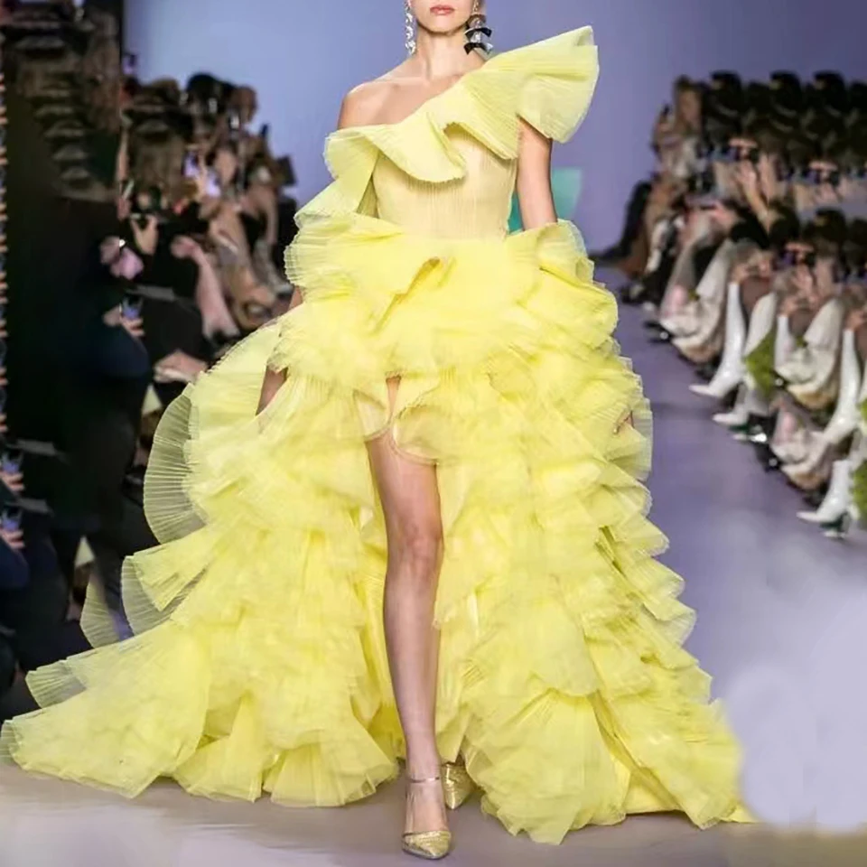 Yellow Long Tiered Evening Dresses for Women Tulle One Shoulder Floor-Length Prom Party Special Events Wedding Guest 2023 New 
Yellow Long Tiered Evening Dresses for Women Tulle One Shoulder Floor-Length Prom Party Special Events Wedding Guest 2023 New