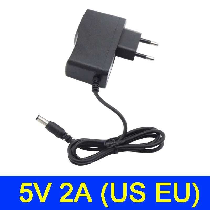 

AC 100V-240V DC Power supply Adapter plug Converter 5V 2A 2000ma For LED Strip Light CCTV Charger Switch 5.5mmx2.5mm US/EU plug