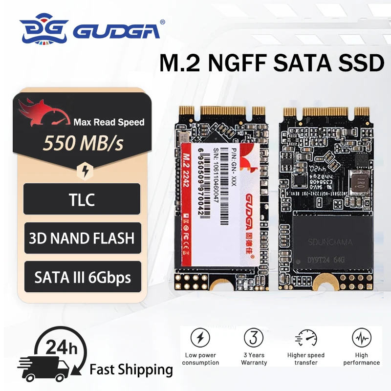 

GUDGA SSD M2 SATA 2242 M.2 NGFF 512GB 1TB 2TB 128GB 256GB Internal Solid Hard State Drive Hard Disk For Laptop Desktop Notebook