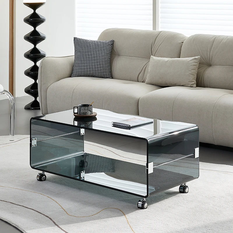 Glass coffee table, modern, simple, transparent rectangular living room, tea table, household mobile function table combination
Glass coffee table, modern, simple, transparent rectangular living room, tea table, household mobile function table combination