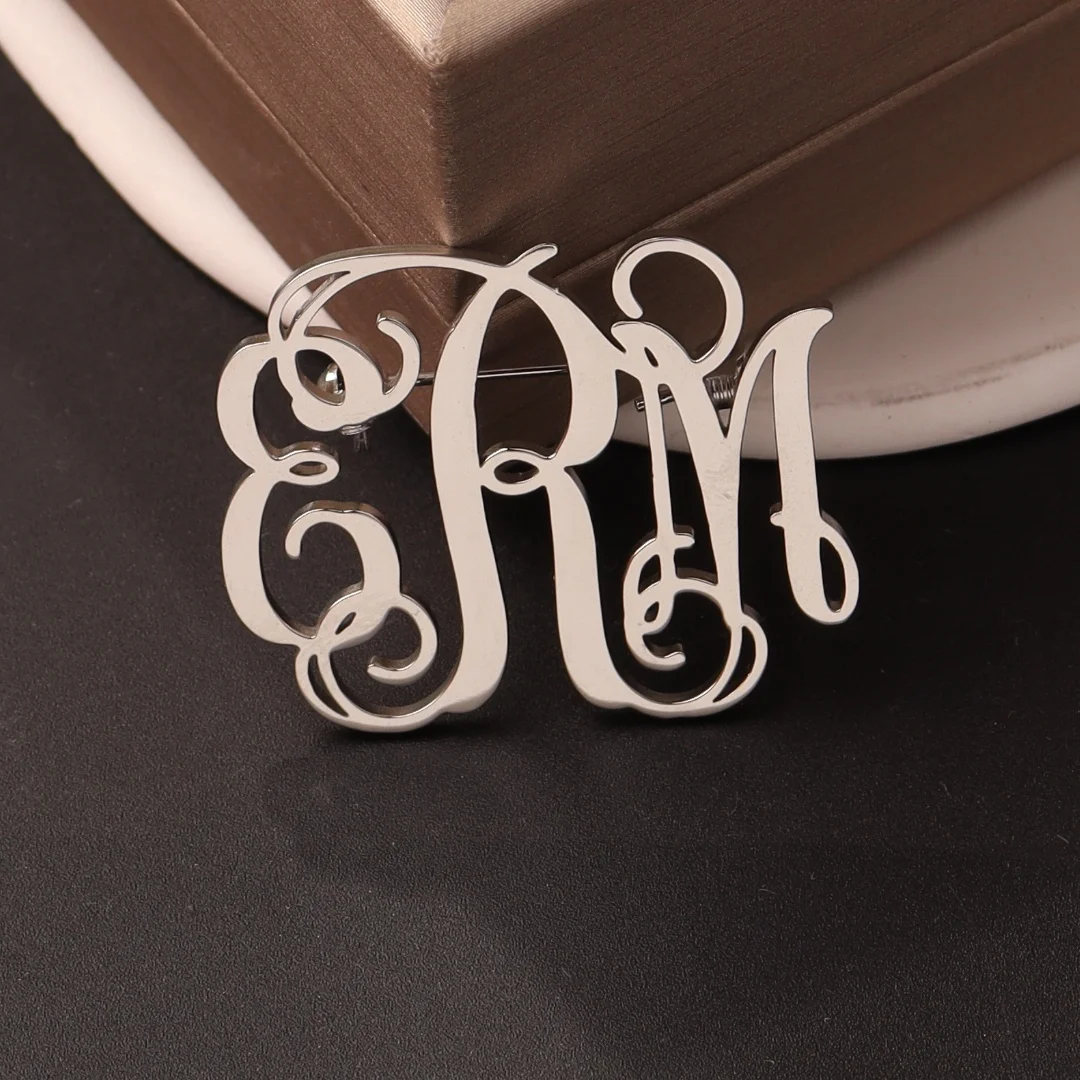 

Sherman Personalized Name Pin Brooch Fashion Monogram Initial Name Stainless Steel Bijoux Brooch Jewelry Bridesmaid Gift