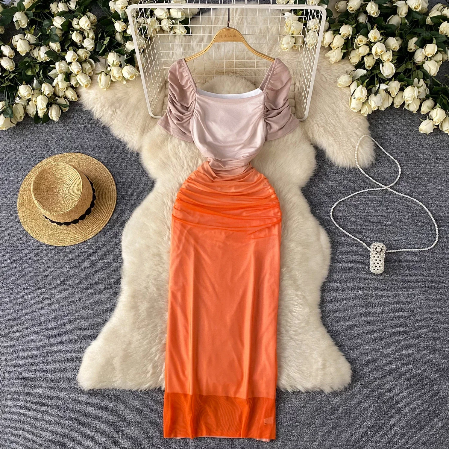 Retro Elegant Off Shoulder Mesh Bodycon Dress Women Summer Korean Fashion Sweet High Waist Slim Evening Party Dresses
Retro Elegant Off Shoulder Mesh Bodycon Dress Women Summer Korean Fashion Sweet High Waist Slim Evening Party Dresses