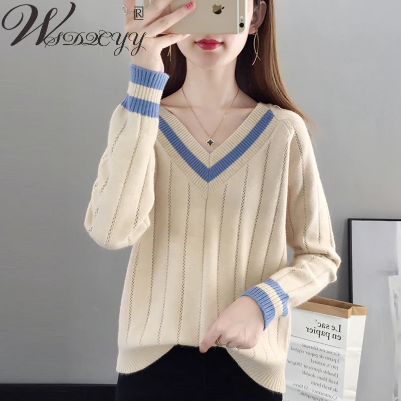Women Hollow Out Knitted Sweater 2024 Korean Fashion Patchwork Long Sleeve Knitted Pullover All-Match V-Neck Bottoming Top Loose
Women Hollow Out Knitted Sweater 2024 Korean Fashion Patchwork Long Sleeve Knitted Pullover All-Match V-Neck Bottoming Top Loose
