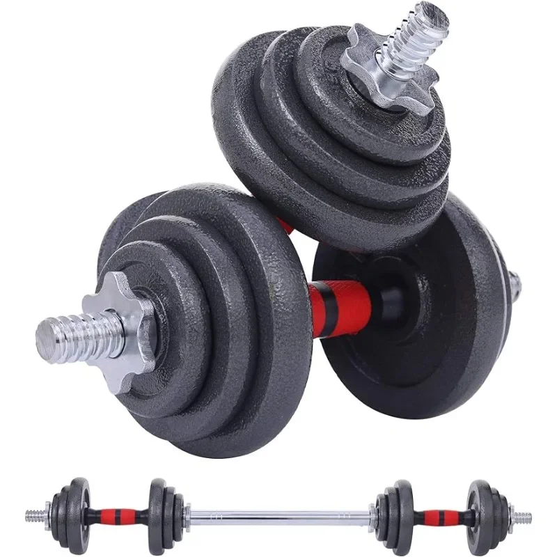 

Adjustable Dumbbells, Barbell Weight Set, Dumbbell Set, Weights Adjustable 22/33/44/66/105 Lbs Home Gym 2 in 1, Anti-Slip Handle