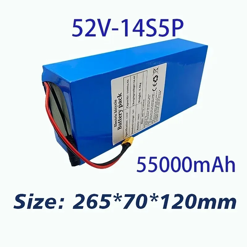 

52V new energy 14s5p 55000mah 2000W Bms lithium battery, used for balancing bicycles, electric scooters, and universal models