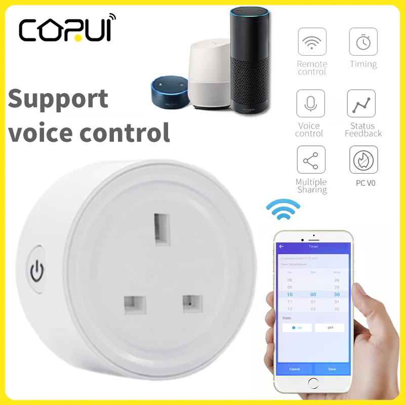 CoRui WiFi Smart Socket Mobile Remote Control EWeLink APP Timing Plug Voice Control Socket UK Plug Smart Home Accessories
CoRui WiFi Smart Socket Mobile Remote Control EWeLink APP Timing Plug Voice Control Socket UK Plug Smart Home Accessories
