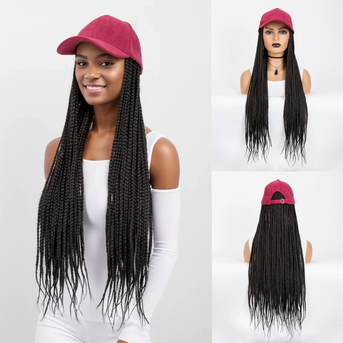 WIGERA 24inch Long Braiding Hair Baseball Cap Hat Wig Hair With Braided Box Braids Hair Extensions for Black White Women
WIGERA 24inch Long Braiding Hair Baseball Cap Hat Wig Hair With Braided Box Braids Hair Extensions for Black White Women