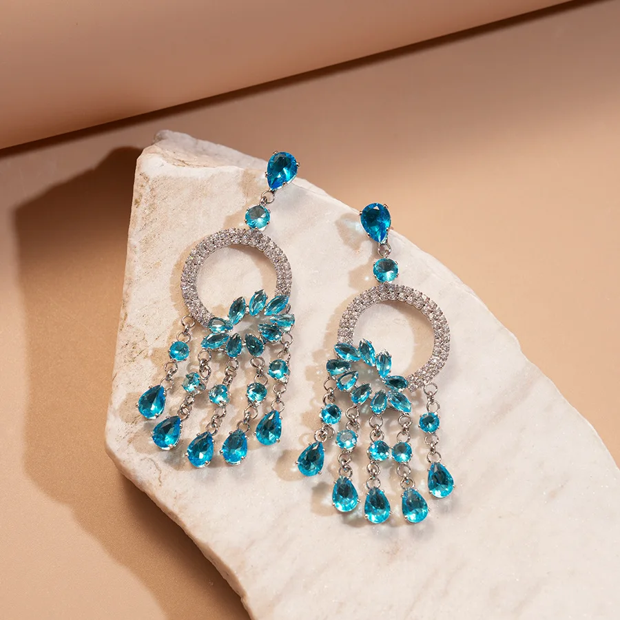 Bohemian Ethnic Seed Crystal Long Earrings for Women Blue Zircon Tassel Dangle Earring Girls Fashion Party Jewelry 20 Mallzona Bohemian Ethnic Seed Crystal Long Earrings for Women Blue Zircon Tassel Dangle Earring Girls Fashion Party Jewelry Mallzona