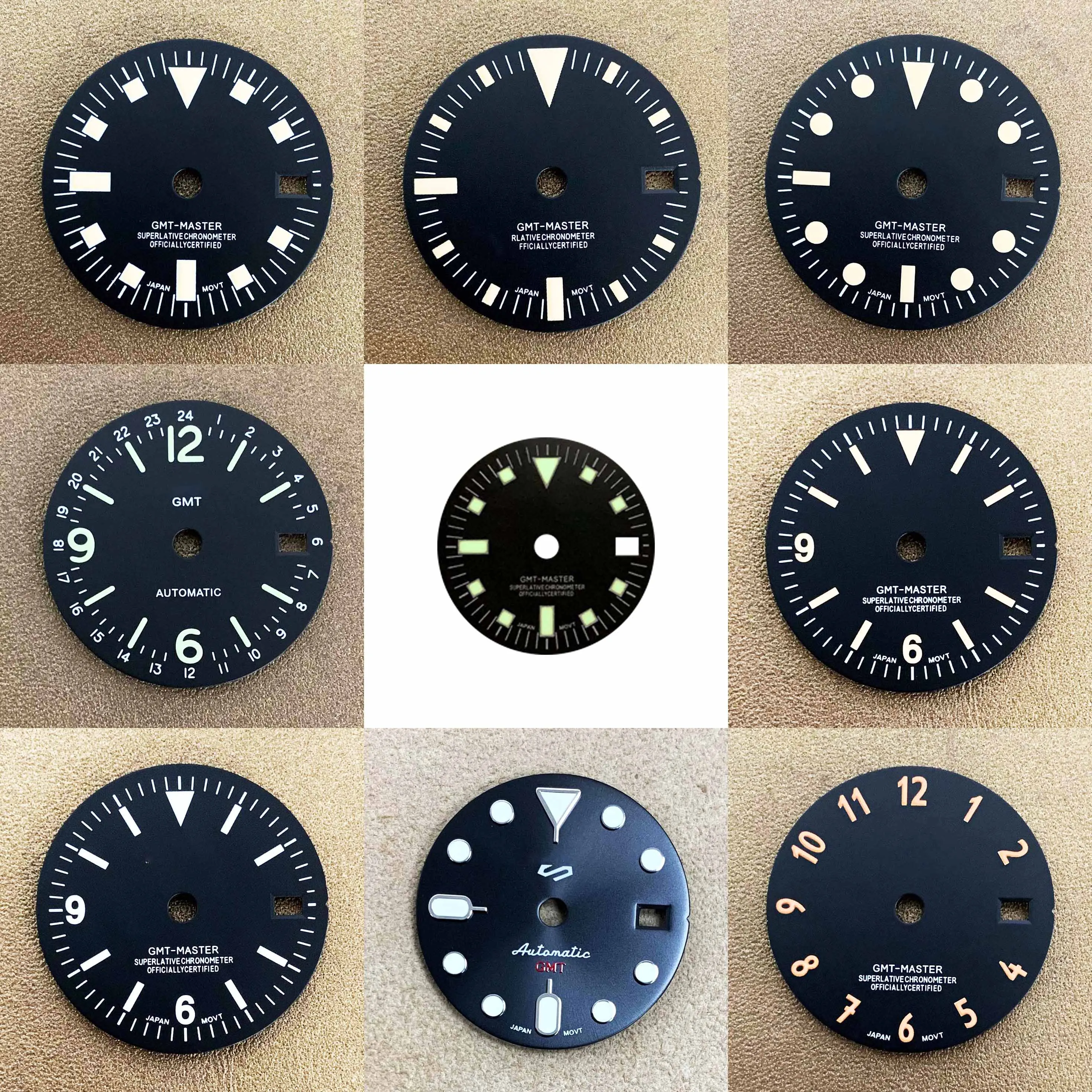28.5mmGMT Classic Black Dial Green Glow Dial with S Logo Suitable for NH34/nh35 Movement Customization/Modification/Assembly
28.5mmGMT Classic Black Dial Green Glow Dial with S Logo Suitable for NH34/nh35 Movement Customization/Modification/Assembly