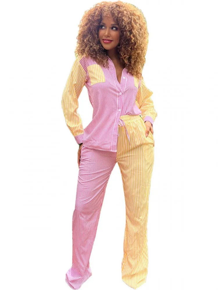 2 Piece Set African Clothes For Women Shirt Tops And Pant Suits Autumn New Stripe Loose Casual African Clothing Outfits Sets
2 Piece Set African Clothes For Women Shirt Tops And Pant Suits Autumn New Stripe Loose Casual African Clothing Outfits Sets