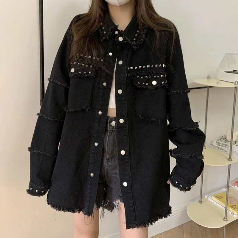 Gidyq Women Punk Denim Jacket Vintage Streetwear Tassel Loose Coat Autumn Casual Female Dark Academic Designed Metal Outwear New
Gidyq Women Punk Denim Jacket Vintage Streetwear Tassel Loose Coat Autumn Casual Female Dark Academic Designed Metal Outwear New