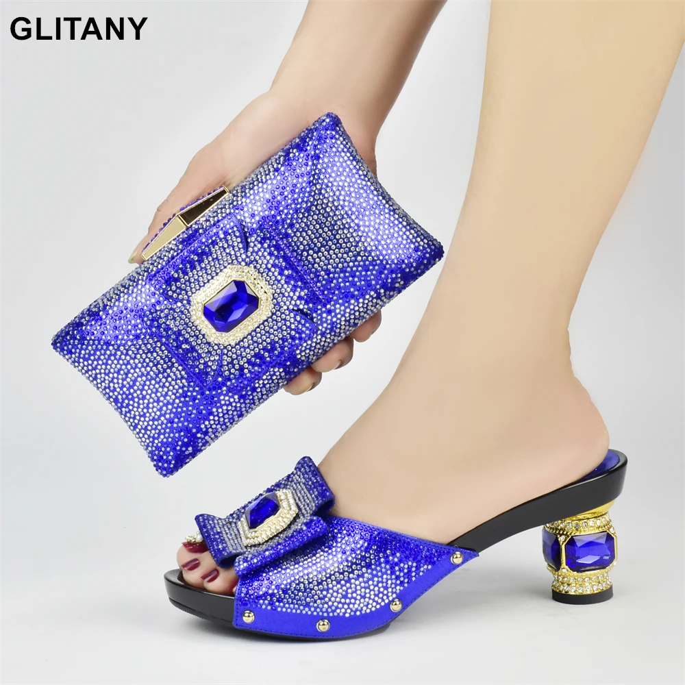 

Nigerian Women Party Pumps High Heels Set Italy Set African Shoes and Matching Bags Italian Match African Party Shoe and Bag Set