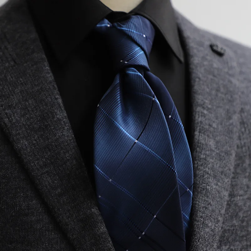 

2023 Trendy 8cm Polyester Navy Neckties For Men Formal Dress Wedding Party Neck Ties Soft Skinny Business Cravat Tuxedo Neckwear