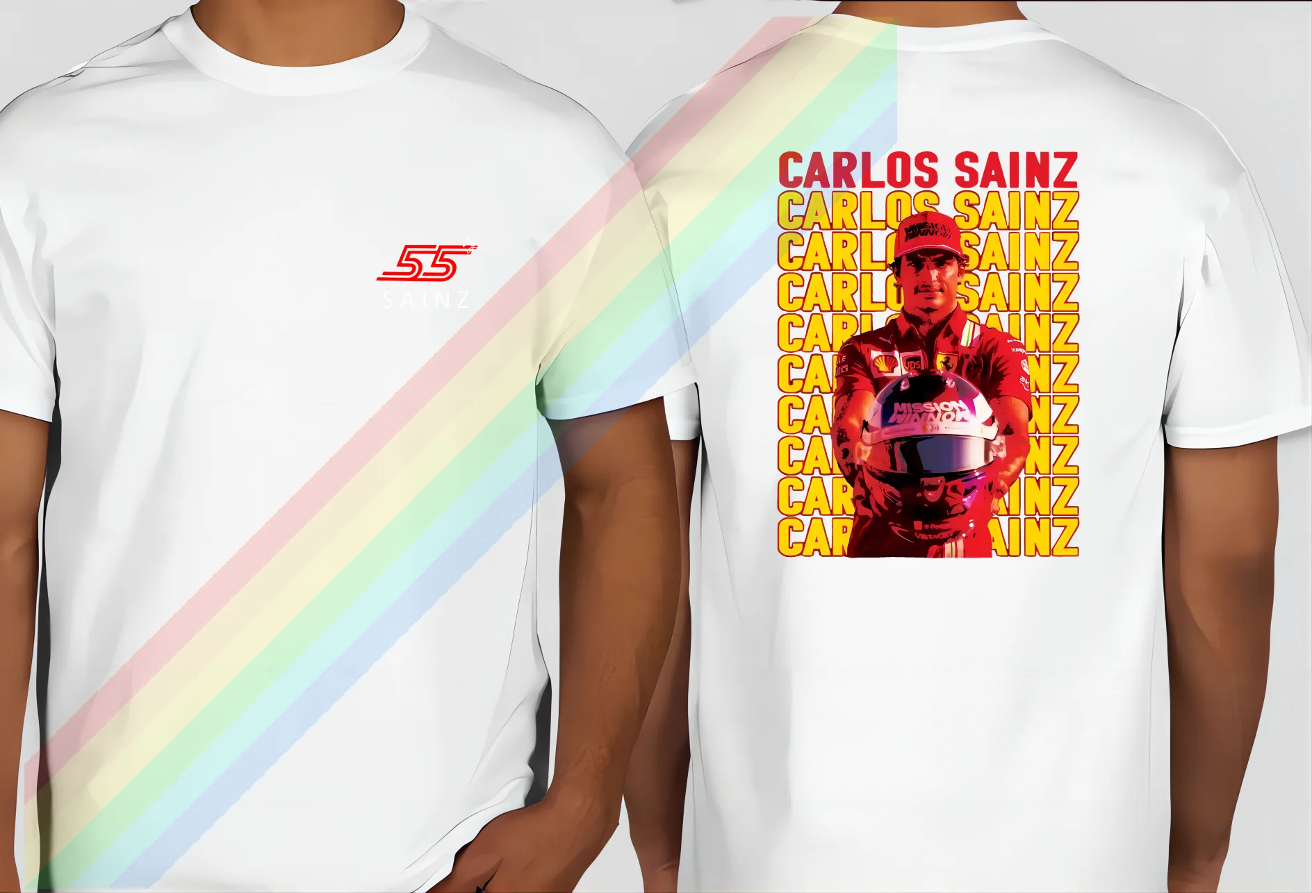 

[TEW] New Carlos Sainz Summer Best Fashion Design Pure Cotton Breathable Men's T-Shirt F1 No. 55 Women's Short Sleeve