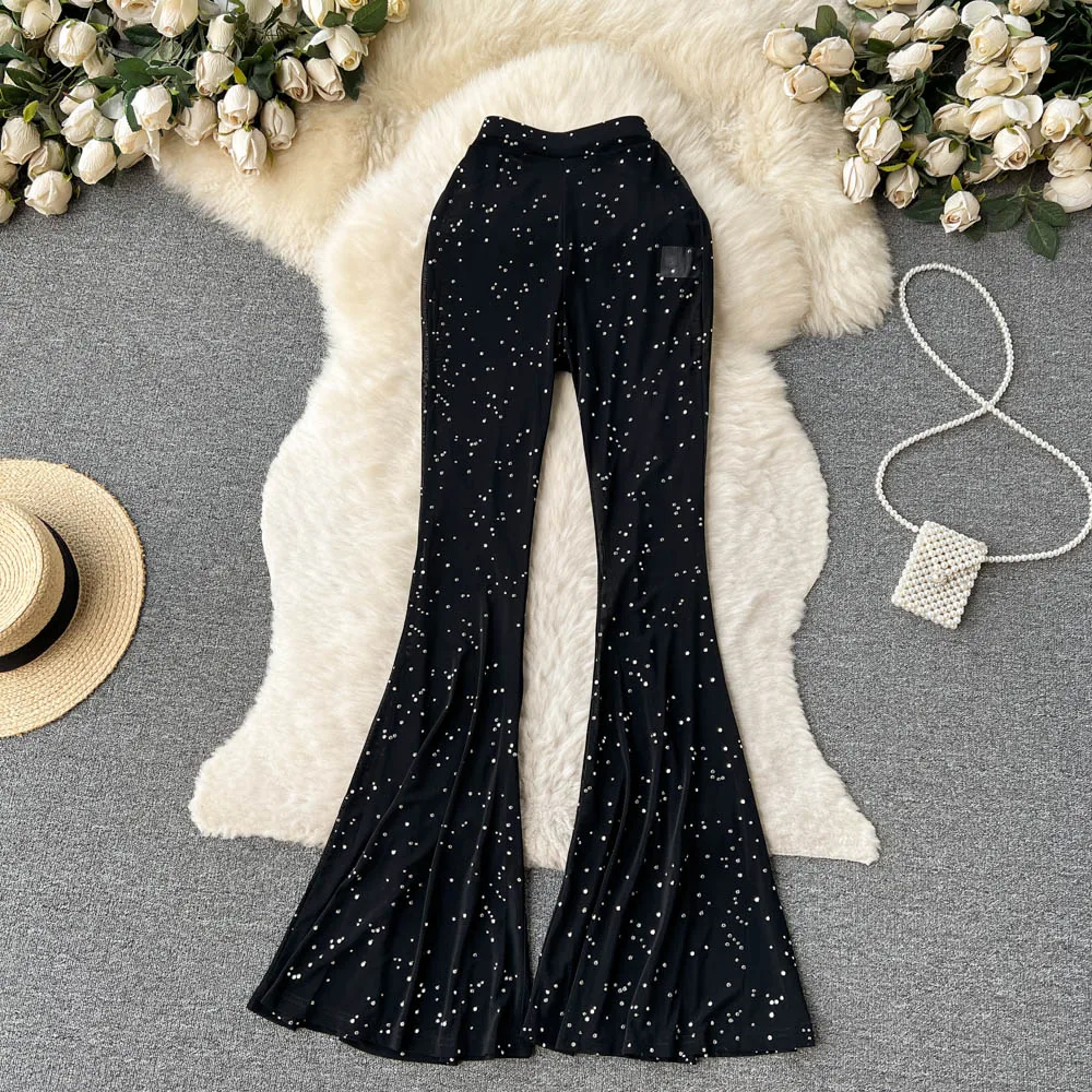 Spring and Summer Micro-huge High-waisted Thin Loose Straight Drape Black Polka Dot Print Flared Pants
Spring and Summer Micro-huge High-waisted Thin Loose Straight Drape Black Polka Dot Print Flared Pants