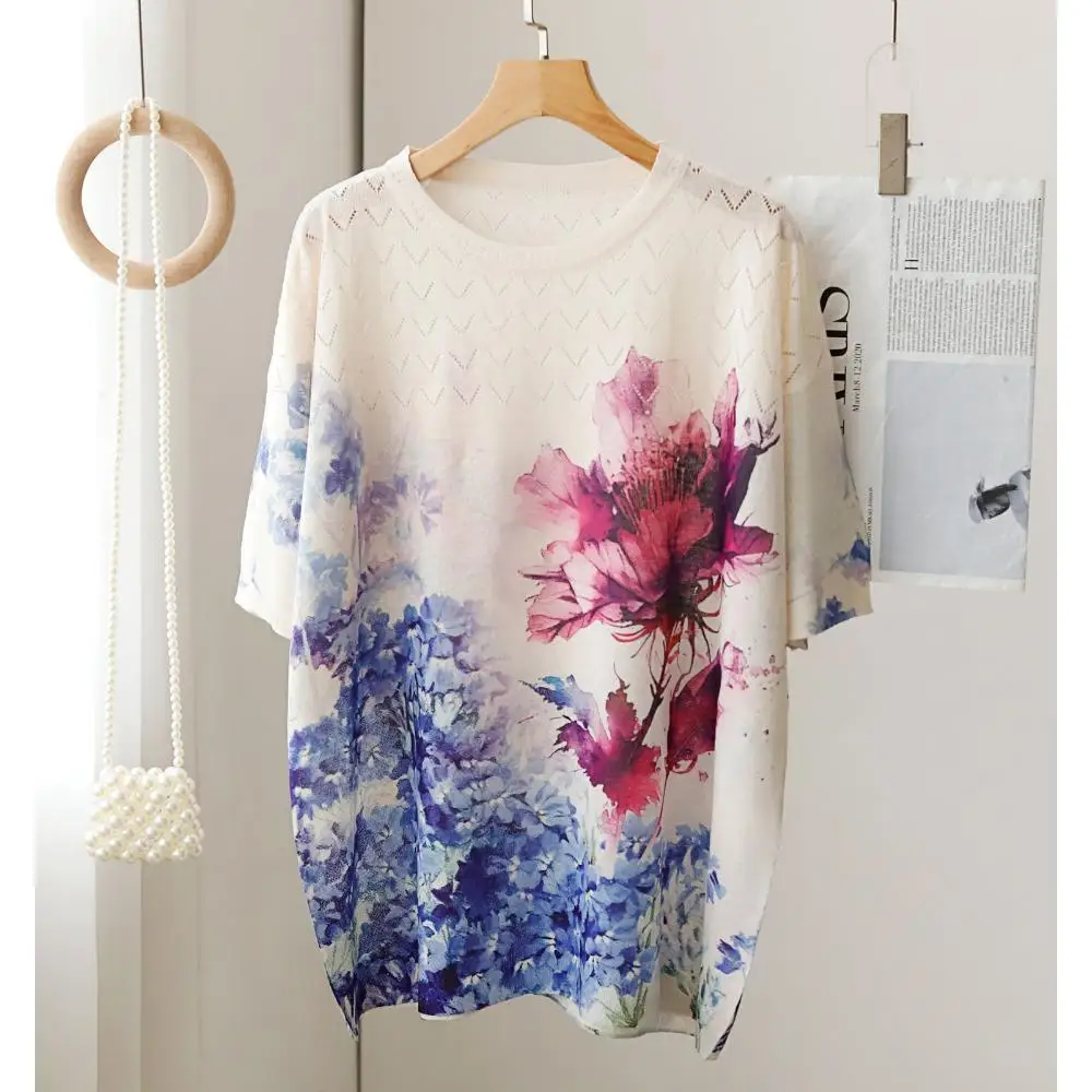 Dimanaf 2024 Summer Women T-Shirts Summer Style Shirts Printing Colorful Red Blue Floral Elegant Tees Loose Casual Tops
Dimanaf 2024 Summer Women T-Shirts Summer Style Shirts Printing Colorful Red Blue Floral Elegant Tees Loose Casual Tops