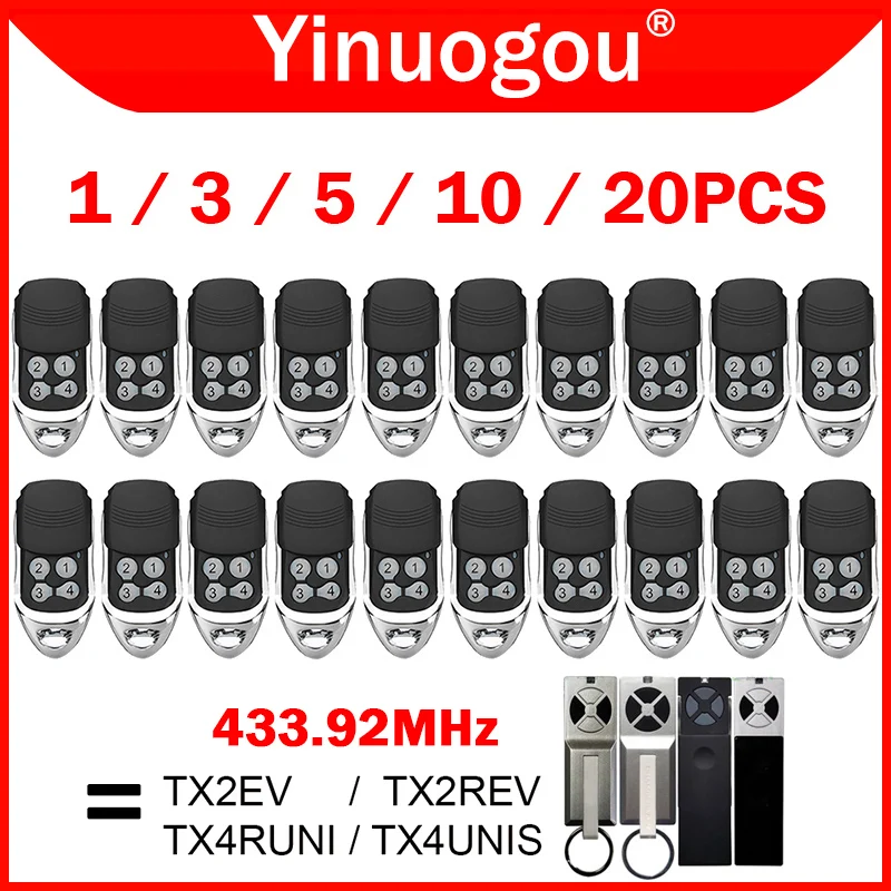 Совместим с TX2EV TX2REV TX4UNIS TX4RUNI Пульт дистанционного управления 433,92 МГц с подвижным кодом Передатчик открывания гаражных ворот Брелок для ворот
Совместим с TX2EV TX2REV TX4UNIS TX4RUNI Пульт дистанционного управления 433,92 МГц с подвижным кодом Передатчик открывания гаражных ворот Брелок для ворот