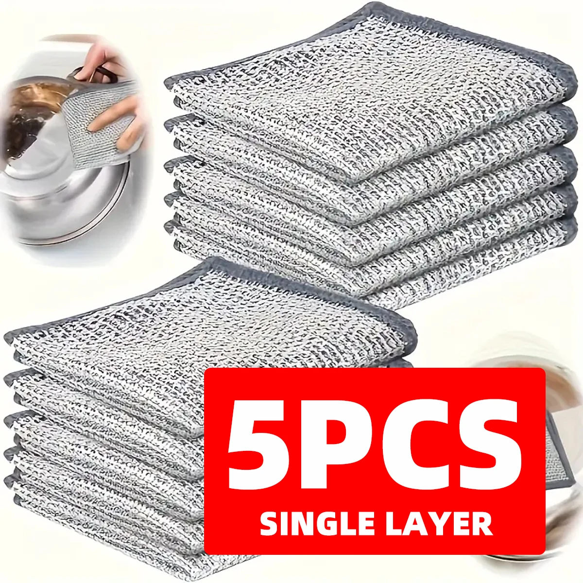 1/3/5/10 New Upgraded Single/Double-Layer Scratch Resistant Wire Dishcloths Scratch Resistant Wire Dishcloths Kitchen Cleaning 1/3/5/10 New Upgraded Single/Double-Layer Scratch Resistant Wire Dishcloths Scratch Resistant Wire Dishcloths Kitchen Cleaning