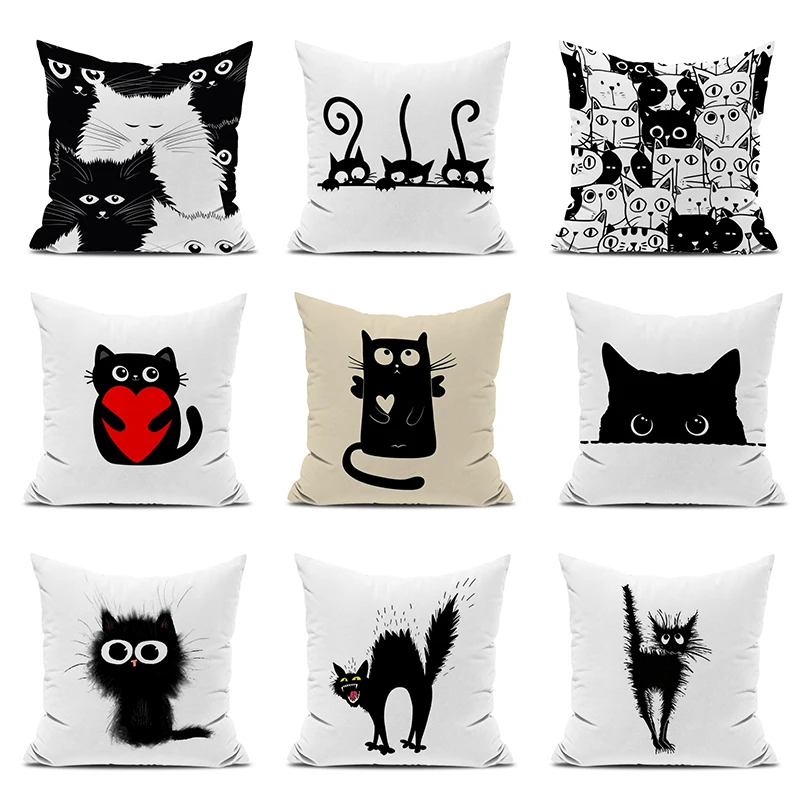 

Cat Throw Pillows Couple Pillow Pillowcases 50x50 Sofa Cushions Pillowcase Cushion Cover 45x45 Pilow Cases Car Decoration Covers