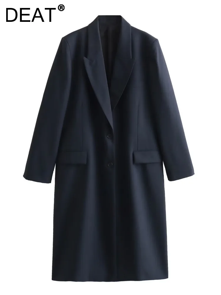 

Женский однобортный Блейзер DEAT, Серый свободный пиджак с отложным воротником и длинными рукавами, одежда для зимы 2024, 7AB2545