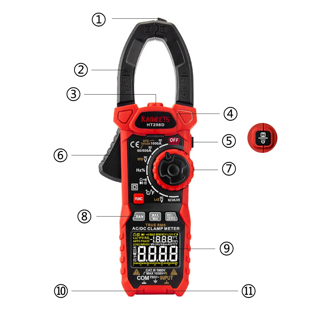 Generic KAIWEETS AC DC Digital Clamp Meter Multimeter Pinza
