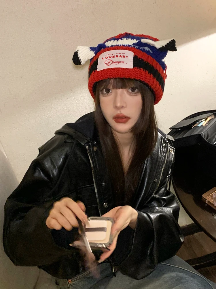 Women's knitted hat Women's Autumn and winter cute cat ear patch cloth wool hat Winter thickened warm ear cap Panama women's hat
Women's knitted hat Women's Autumn and winter cute cat ear patch cloth wool hat Winter thickened warm ear cap Panama women's hat