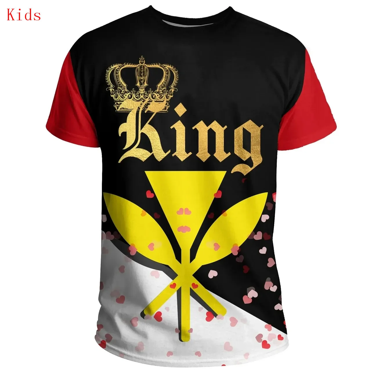 

Гавайская футболка KANAKA MAOLI, футболка для пары KING-VALENTINE, детский топ с коротким рукавом для мальчиков, крутые футболки, повседневная детская одежда