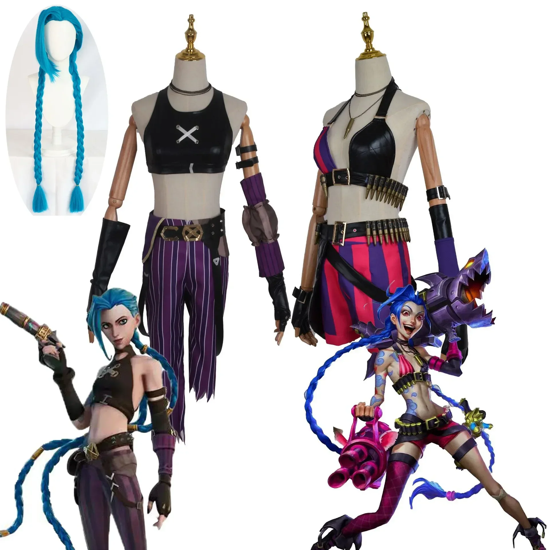 

Jinx Cosplay Costume LoL Jinx Arcane Cosplay Uniform Outfits Sexy Women Halloween Party Carnival Suit cosplay