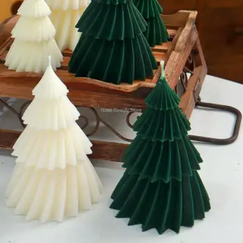 3D 크리스마스 트리 양초 실리콘 몰드 DIY 크리스마스 양초 만들기 키트, 수제 비누 석고 수지 베이킹 도구, 명절 선물