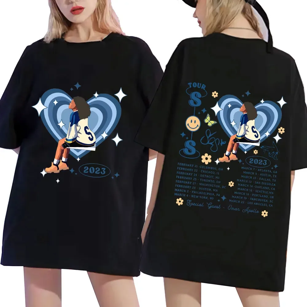 

Singer SZA 2023 Concert Tour Print T Shirt Music Album SOS Good Days Graphic T Shirts Men's Women Trend Hip Hop Vintage T-shirts