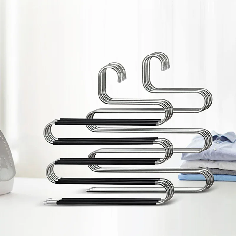 

Multilayer Stainless Steel Clothes Hangers S Shape Pants Storage Hangers Clothes Storage Rack Household Storage Cloth Hanger