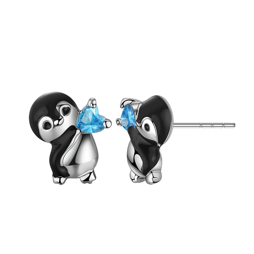 

Dckazz Fashion Penguin Drop Earring Luxurious Blue Crystal Cute Animal Penguins Earrings Enamel Jewelry Birthday Present