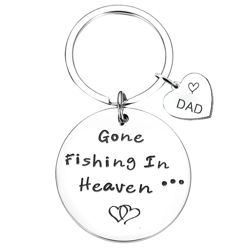 

Gone fishing in heaven Memorial Keychain Pendant Loss of PAPA Grandpa dad Key Chains Father Sympathy Gift