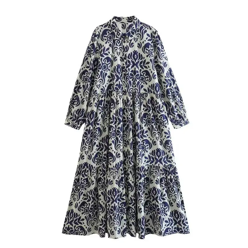 TRAF New Women Vintage Turn Down Collar Flower Print Pleats Loose Midi Shirt Dress Female Chic Casual Slim Vestidos
TRAF New Women Vintage Turn Down Collar Flower Print Pleats Loose Midi Shirt Dress Female Chic Casual Slim Vestidos