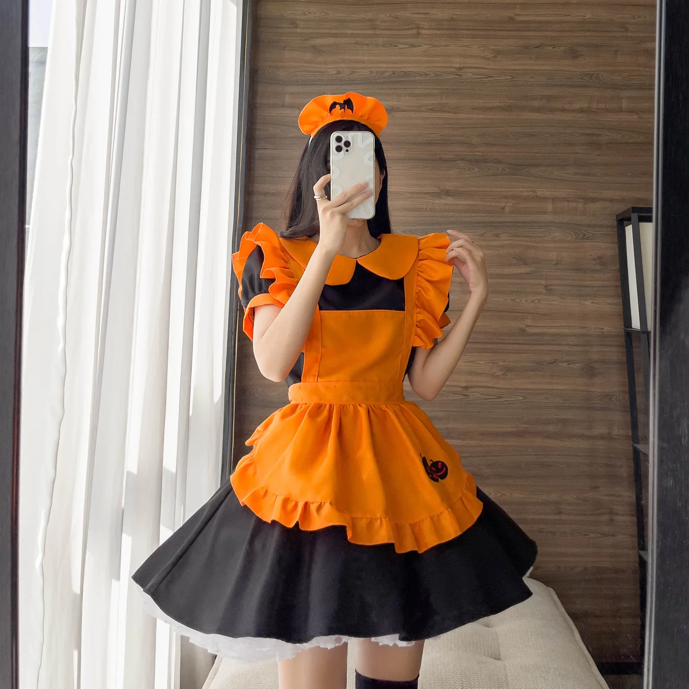 

Cosplay Halloween Embroidered Maid Dress Pumpkin Maid Dress Bat Vampire Maid Magic Witch