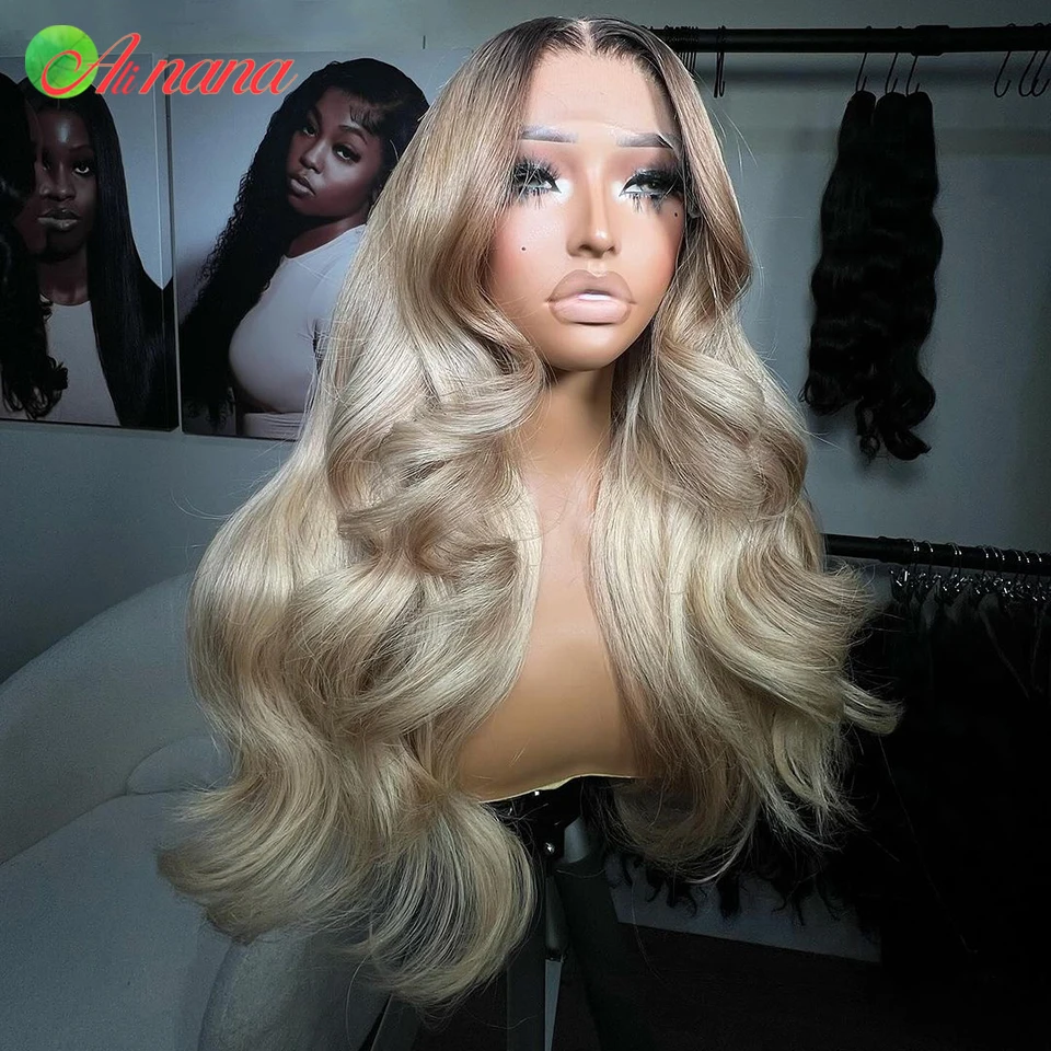 

5X5 Lace Closure Wig For Women Human Hair Highlights Ombre Brown Ash Blonde Colored Body Wave 13X6 13X4 HD Lace Frontal Wig