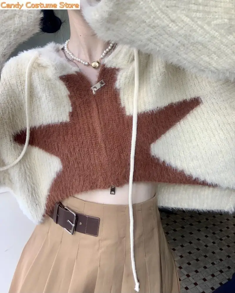 Women Winter Vintage 90S Knitted Sweater Clothes Hooded Knitweardouble Zipper Star Pattern Long Sleeve Loose Crop Tops for
Women Winter Vintage 90S Knitted Sweater Clothes Hooded Knitweardouble Zipper Star Pattern Long Sleeve Loose Crop Tops for