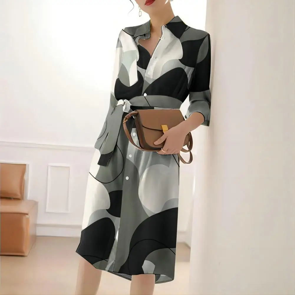 Comfortable Printed Dress Colorful Print Long Sleeve Midi Dress with Side Split Tight Waist Lace-up Design for Women's Spring
Comfortable Printed Dress Colorful Print Long Sleeve Midi Dress with Side Split Tight Waist Lace-up Design for Women's Spring