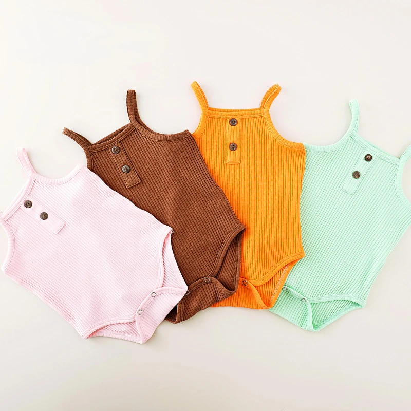 

Summer Baby Clothes Toddler Romper Thin Sleeveless Solid Color Triangle Jumpsuit Boys and Girls Newborn Sling Rompers Bodysuits