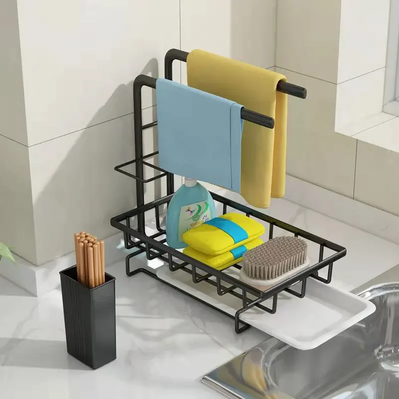 Anti-rust Kitchen Organizer Sink Rack Sponge/Brush/Towel Holder With Drain Pan Wall Mounted/Desktop Kitchen Drying Rack
Anti-rust Kitchen Organizer Sink Rack Sponge/Brush/Towel Holder With Drain Pan Wall Mounted/Desktop Kitchen Drying Rack