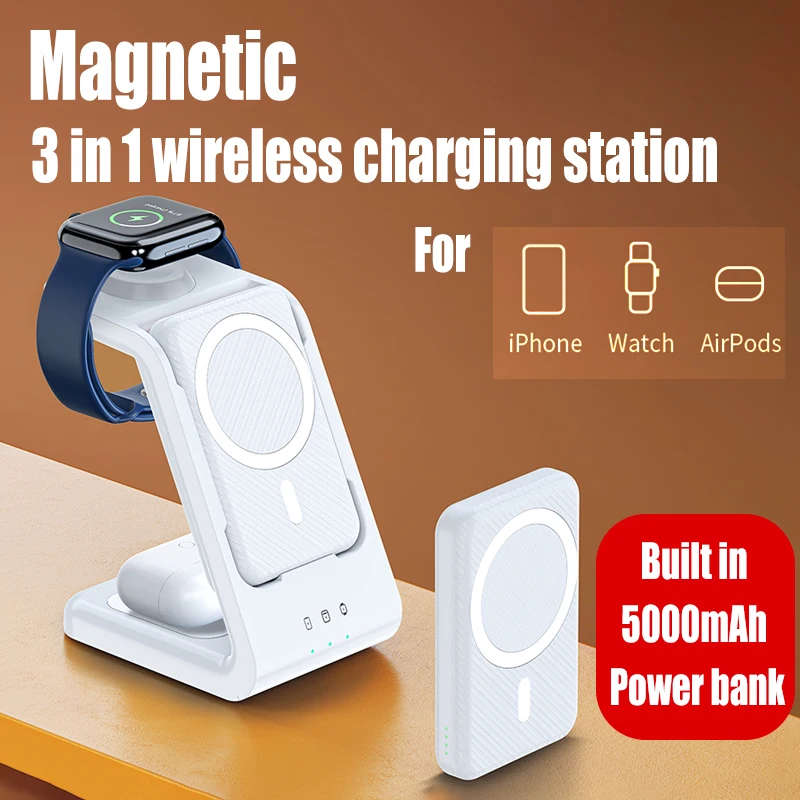 MacSafe 3 in1 5000mAh Power Bank 15W Magnetic Wireless Fast Charger Station For iPhone 14 13 12 Pro Max Apple Watch Ultra 8 7 6
MacSafe 3 in1 5000mAh Power Bank 15W Magnetic Wireless Fast Charger Station For iPhone 14 13 12 Pro Max Apple Watch Ultra 8 7 6
