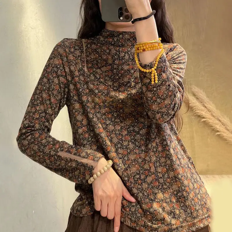 2023 Autumn New European Half High Collar Fragmented Flower Bottom Shirt Women's Reduced Age Slim Long Sleeve T-shirt Tops
2023 Autumn New European Half High Collar Fragmented Flower Bottom Shirt Women's Reduced Age Slim Long Sleeve T-shirt Tops