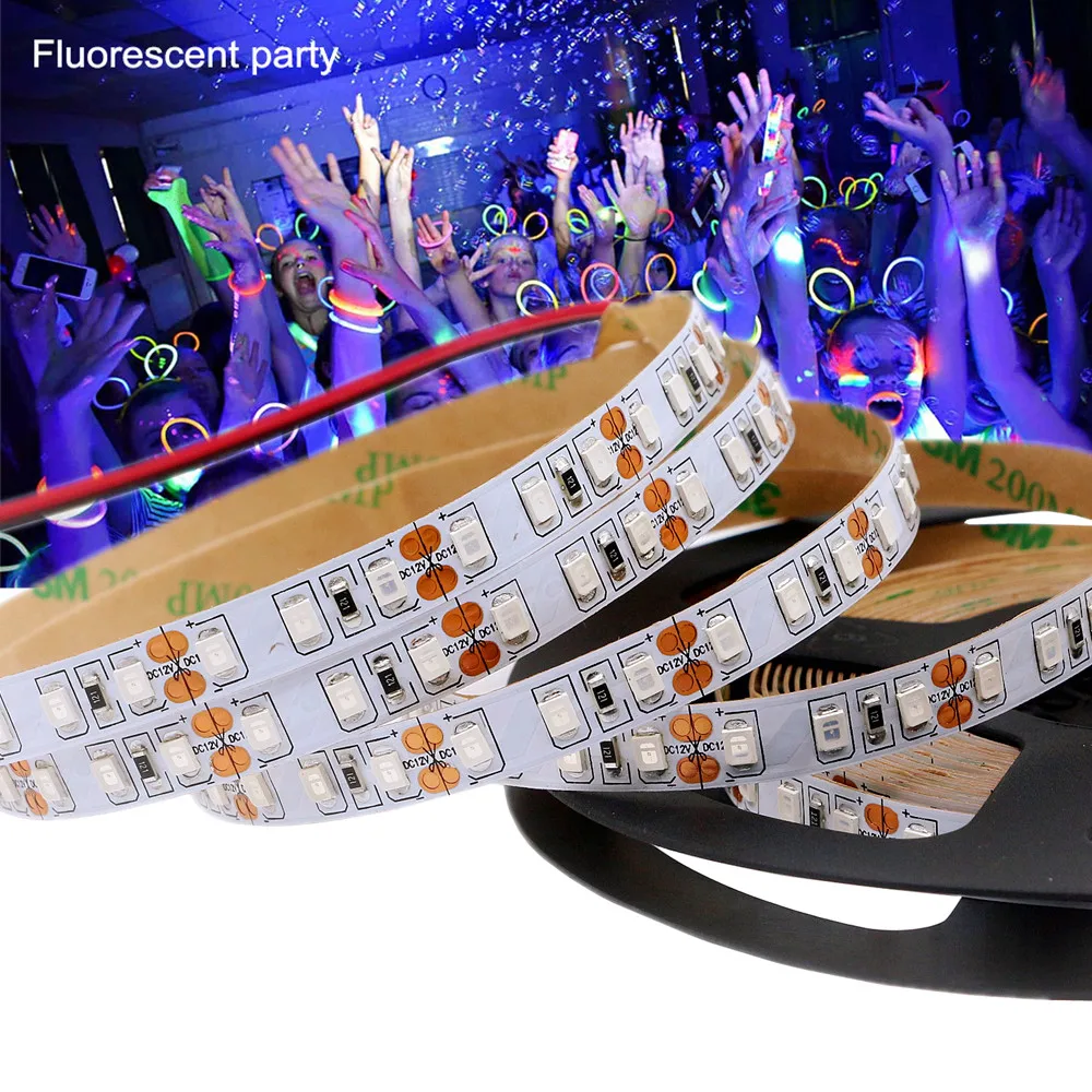 12V UV LED Strip Ultraviolet 395-405nm Black Light 2835 SMD 60led/m 120led/m Waterproof Tape Lamp For DJ Fluorescence Party
12V UV LED Strip Ultraviolet 395-405nm Black Light 2835 SMD 60led/m 120led/m Waterproof Tape Lamp For DJ Fluorescence Party