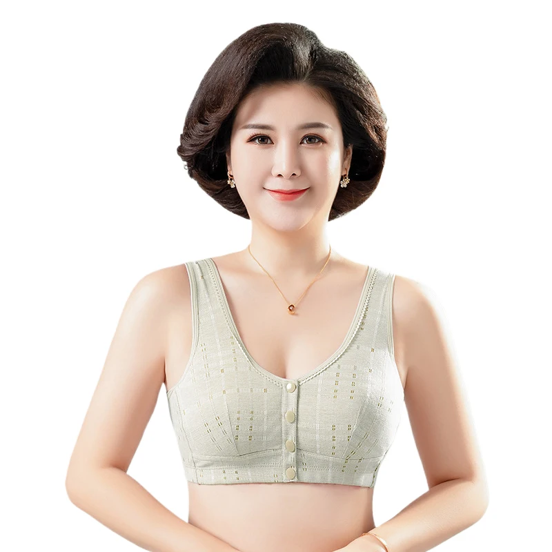 

Women large size front opening bra Elderly middle-aged Mum comfortable fit breathable underwear healthy Vestwide sling Bra