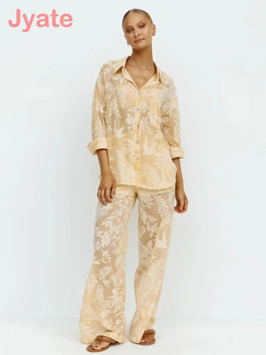 Transparent Printed Women's Suits 2024 Spring New Lapel Collar Pocket Shirt Tops+Wide Leg Pants Sets Fashion Elegant 2 Piece Set
Transparent Printed Women's Suits 2024 Spring New Lapel Collar Pocket Shirt Tops+Wide Leg Pants Sets Fashion Elegant 2 Piece Set