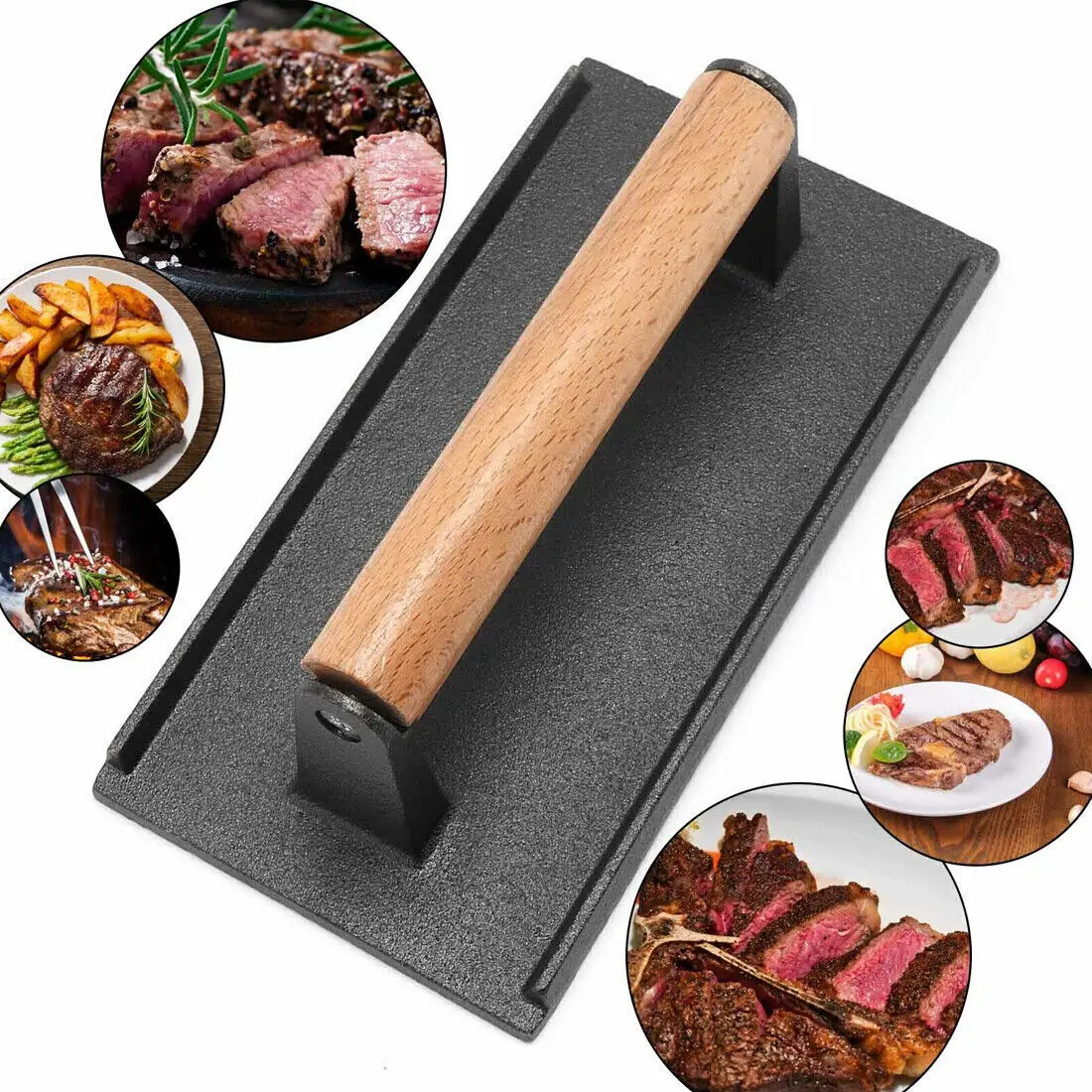 Kitchen Heavy Cast Flat Iron Steak Weight/bacon Press With Wooden Handle, Heavy-weight Grill Press Commercial Grade Burger
Kitchen Heavy Cast Flat Iron Steak Weight/bacon Press With Wooden Handle, Heavy-weight Grill Press Commercial Grade Burger