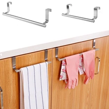 Kitchen Cabinet Door Towel Bar Stainless Steel Door Back Towel Hanging Holder Bathroom Punch-free Towels Hooks  Home Organizer