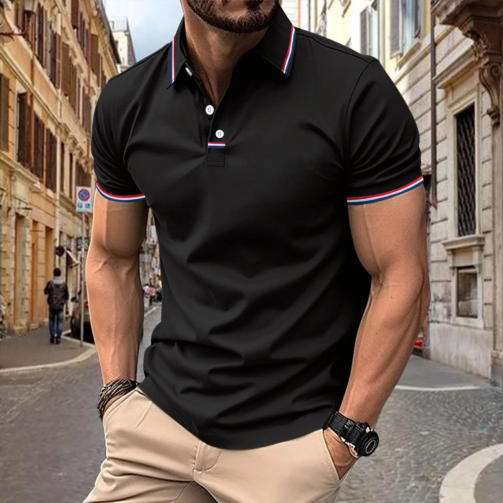 

2024 New Summer Men's Polo T-shirts Business Casual Polo Shirt Cool Breathable Sweat Absorption Comfortable Slim Tops
