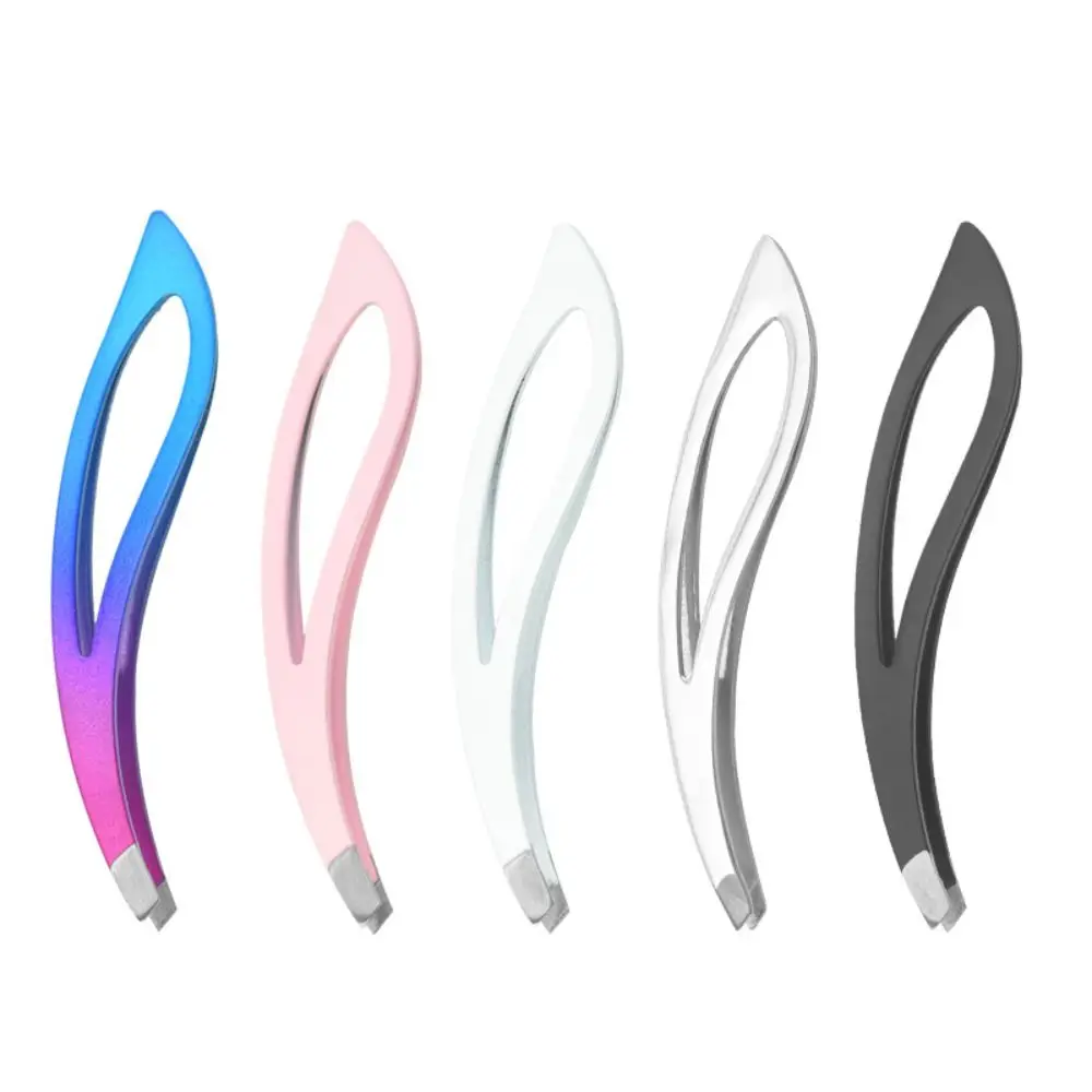 

Curve Handle Flat Oblique Mouth Eyebrow Tweezer Straight Stainless Steel Hair Removal Pliers Beauty Professional