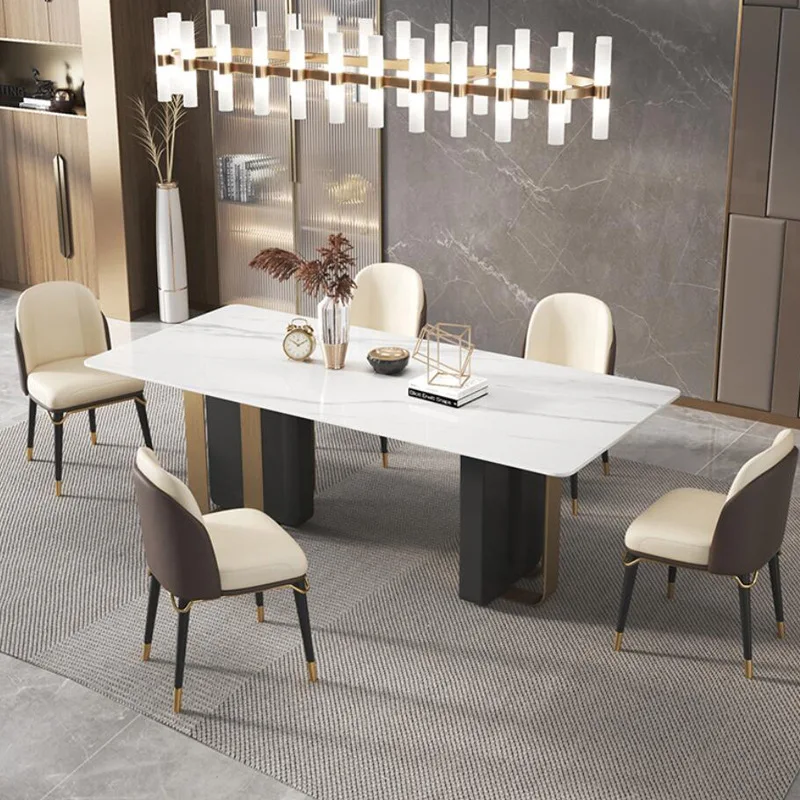 Glossy rock slab dining table solid wood rectangular light luxury marble dining table and chairs set
Glossy rock slab dining table solid wood rectangular light luxury marble dining table and chairs set